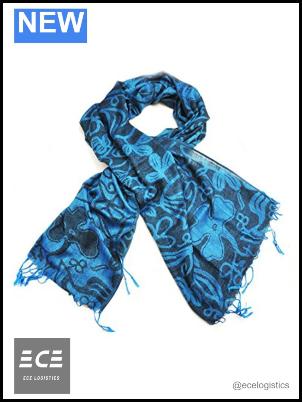 Celtic Knot Silk Cotton Blend Scarf Wrap 72 Inch with Fringe